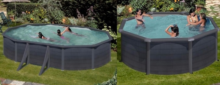 Bazény Gre Kea, s oválnou formou a s opěrami v dekóru Grafitu Bazény Gre Kea