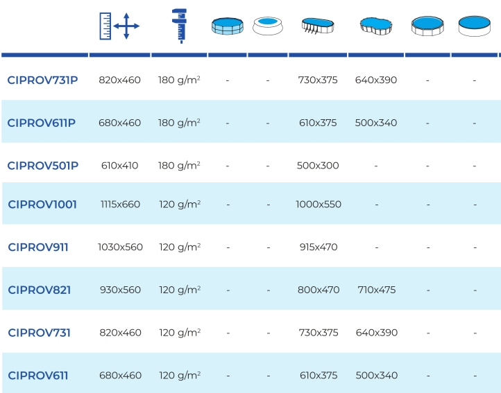 Zimní krycí plachty Oválné Gre