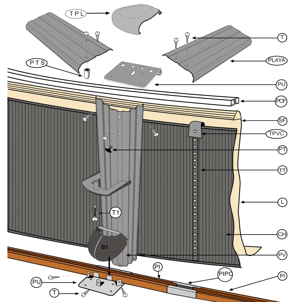 Náhradní díly Kulatých Bazénů s dekórem Grafitu o 132 cm