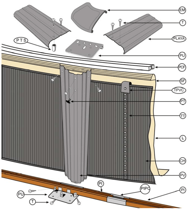 Náhradní díly Kulatých Bazénů s dekórem Kamene o 120 cm