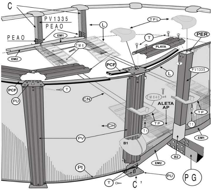 Náhradní díly Bazénů Oválných Bazénů s Dekórem Ratanu a Systémem Omega o 132 cm