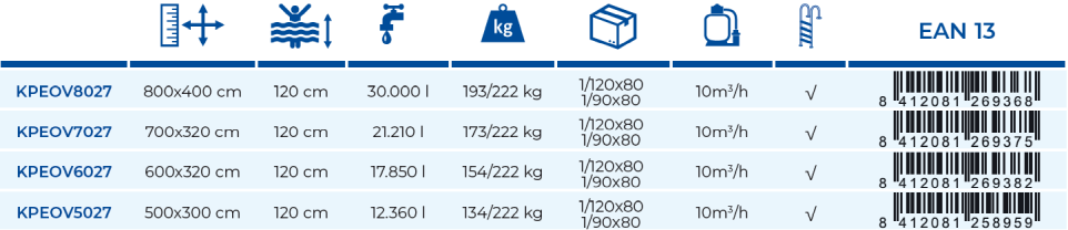 Zapuštěný bazén Gre Sumatra 800x400x120 KPEOV8027